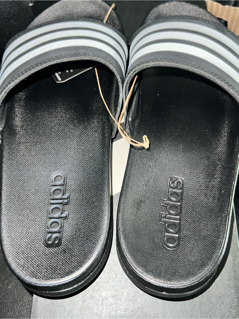 adidas unisex Black & White Slide Sandals - Picture 5 of 9